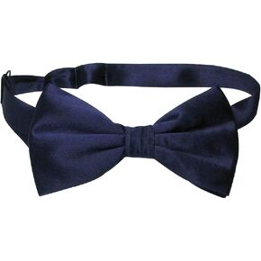 Vesuvio Napoli 100% SILK BOWTIE Solid NAVY BLUE Color Men's Bow Tie for Tuxedo or Suit