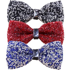 3 قطع من ربطات العنق للرجال من حجر الراين، ربطة عنق للولائم قابلة للتعديل ومربوطة مسبقًا لحفلات الزفاف in Kuwait