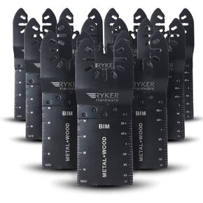 Quick Release Oscillating Saw Blades - 10 Piece Tool Set | Universal Fit Bi-Metal Blade for Cutting Wood Metal | Multitool Blades for Fein Multimaster, Dewalt, Makita, Milwaukee, Rockwell, Dremel