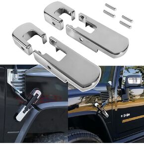 Sunluway Billet Aluminum Chrome Hood Latches Smooth for Hummer H2 2003-2009 Hood Latch Lock Trim Cover, Left and Right Hood Side Hinge Exterior Accessories