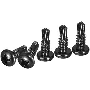 #10x1-1/2" Pan Head Self Drilling Screws - 50Pack - Black Oxide 410 Stainless Steel Phillips Drive Self Tapping Sheet Metal Screws