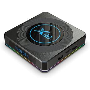 Android TV Box Android 11 TV Box 4GB RAM 32GB ROM Amlogic S905X4 Quad Core 64 Bit Mali-G31 MP2 2.4G/5G WiFi BT4.1 USB3.0 Colorful Lighting Smart TV Box - Model No.: X96X4 4GB 32GB