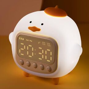 Kids Alarm Clock, Cute Dinosaur Wake up Light Sleep Trainer Clock, Dinosaur Bedroom Decor Alarm Clock Night Light, Birthday Gift for Boys Girls