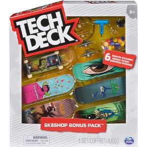 TECH DECK, Toy Machine Sk8shop Fingerboard Bonus Pack, Collectible and Customizable Mini Skateboards, Kids Toys for Ages 6 and up
