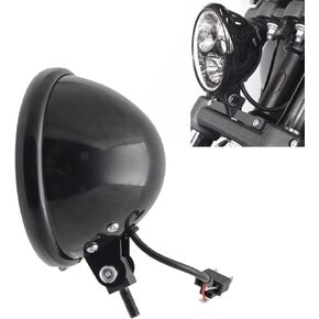 Lengthened Bolt 5.75 Inch Headlight Housing Universal Motorcycle 5 3/4" LED Headlight Bucket Shell Round Headlamp Light Bulb Bottom Mounting