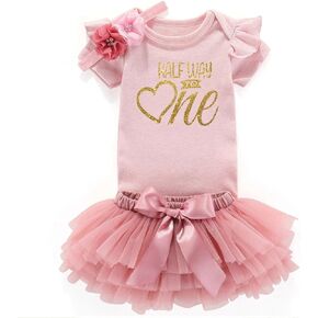 Half Year Birthday Half Way To First Half Birthday Outfit Baby Girl Clothing Set