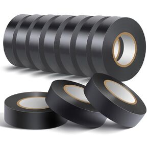 10 Pack Black Electrical Tape Waterproof，3/4 in x 60ft，High Temperature Electric Tape Weatherproof Home Outdoor Multipurpose Insulating Wire Wrapping，Maximum Voltage 600V