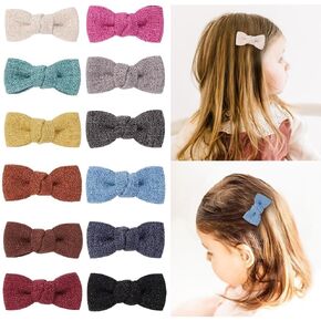 2" Baby Linen Bow Hair Clips: 12pc Boutique Handmade Fully Lined Hair Barrettes for Girls, Toddlers, and Infants of All Ages in Kuwait