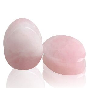 Teardrop Rose Quartz Ear Gauges Plugs Tunnels Expanders Stretcher Natural Stone Double Flared Earrings Piercing Body Jewelry (1"(25mm))