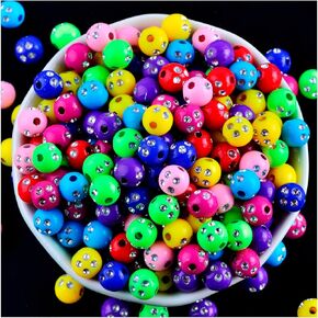 300 قطعة 8 مللي متر خرز أكريليك جيبسوفيلا لصنع المجوهرات والسوار ، خرز مرصع بحجر الراين للحرف اليدوية والديكور in Kuwait