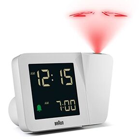 Braun Digital Projection Alarm Clock with 4 Backlight Options, Negative LCD Display, Quick Set, Beep Alarm in Black, Model BC15B