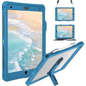 ShellBox Case iPad 10.2 9th /8th/7th Generation Waterproof Case, Full-Body Heavy Duty Shockproof Protective Cover Built-in Screen Protector with Shoulder Strap for iPad 10.2 2024-2019 (Teal)