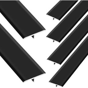 6 Pcs Aluminum T Molding Floor Transition Strip, 36 x 3/4 Inches Matte Black Doorway Edge Trim for Wood Vinyl Floors, Flat Cinch Seam Cover Binder Between Similar Height Laminate Floors