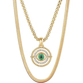NUZON Gold Choker Necklace&Evil Eye Pendant Necklace for Women Girls