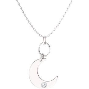 Diamondere Natural and Certified Diamond Moon Necklace in 925 Sterling Silver | 0.03 Carat Pendant with Chain
