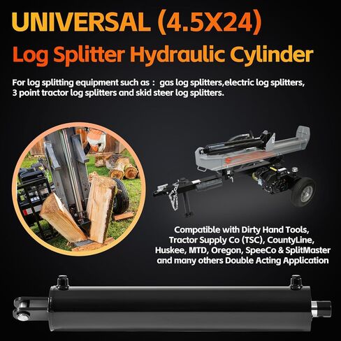 Hydraulic Log Splitter Cylinder 4.5" Bore x 24" Stroke x 1.75" Rod - Heavy Duty Double Acting Hydraulic Cylinder - Clevis Style Mount Universal Hydraulic Cylinder (4.5x24) in Saudi Arabia