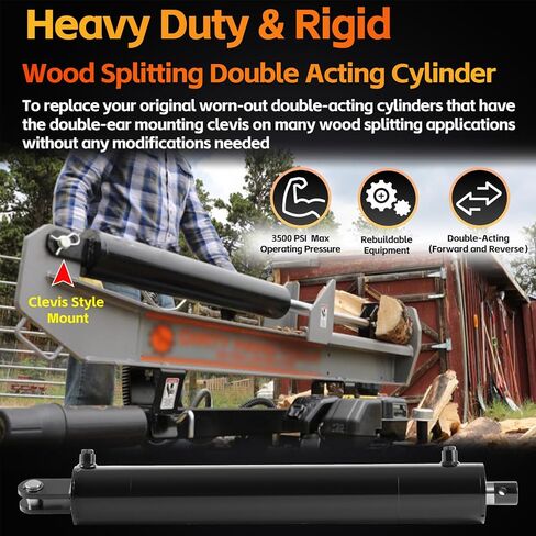 Hydraulic Log Splitter Cylinder 4.5" Bore x 24" Stroke x 1.75" Rod - Heavy Duty Double Acting Hydraulic Cylinder - Clevis Style Mount Universal Hydraulic Cylinder (4.5x24) in Saudi Arabia