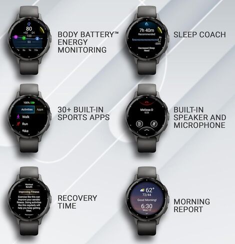 Garmin Venu 3 GPS Smartwatch AMOLED Display 45 mm Watch, Advanced Health and Fitness Features, Up to 14 Days of Battery, Wheelchair Mode, Sleep Coach, Black with Black Earbuds Bundle in Kuwait