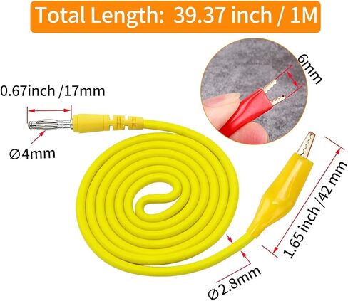 سلكان 30FT 18AWG يؤدي اختبار قابل للسحب مع حقيبة تخزين قابلة للطي | 15 قطعة مجسات خلفية 30 فولت | 5 قطع 4 مم من قابس الموز إلى أسلاك اختبار الدائرة بمشبك التمساح (39.37 بوصة) | قطعتان من مشابك التمساح in Kuwait