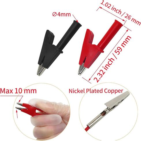 سلكان 30FT 18AWG يؤدي اختبار قابل للسحب مع حقيبة تخزين قابلة للطي | 15 قطعة مجسات خلفية 30 فولت | 5 قطع 4 مم من قابس الموز إلى أسلاك اختبار الدائرة بمشبك التمساح (39.37 بوصة) | قطعتان من مشابك التمساح in Kuwait