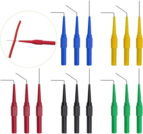 سلكان 30FT 18AWG يؤدي اختبار قابل للسحب مع حقيبة تخزين قابلة للطي | 15 قطعة مجسات خلفية 30 فولت | 5 قطع 4 مم من قابس الموز إلى أسلاك اختبار الدائرة بمشبك التمساح (39.37 بوصة) | قطعتان من مشابك التمساح in Kuwait