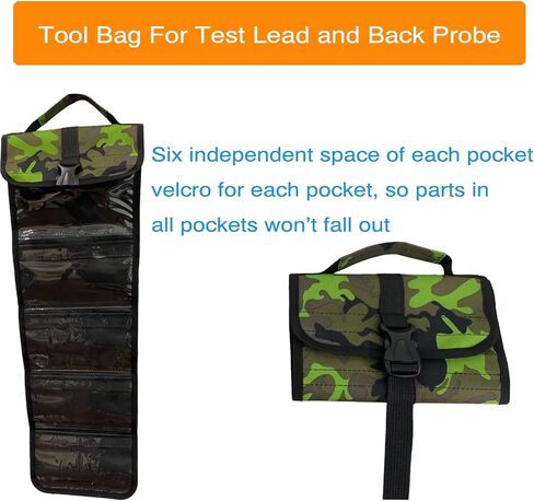سلكان 30FT 18AWG يؤدي اختبار قابل للسحب مع حقيبة تخزين قابلة للطي | 15 قطعة مجسات خلفية 30 فولت | 5 قطع 4 مم من قابس الموز إلى أسلاك اختبار الدائرة بمشبك التمساح (39.37 بوصة) | قطعتان من مشابك التمساح in Kuwait