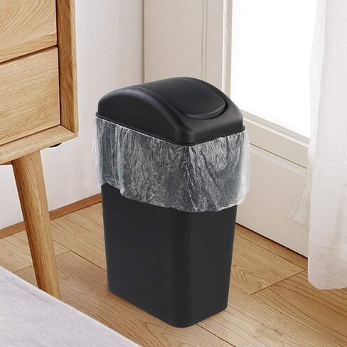 Slim Trash Can, 14L Black Swing Kitchen Garbage Bin in Kuwait