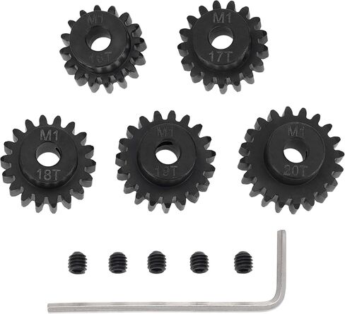 DKKY 5PCS M1 Motor Pinion Gear Metal Hardened Steel Motor Gear 5mm Shaft Pinion Gears Parts Kit 16T 17T 18T 19T 20T for 1/10 1/8 1/7 RC Car Trucks Buggy Brushless Brush Motor in Saudi Arabia
