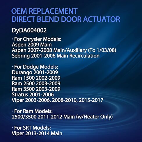 مشغل باب الهواء المختلط HVAC 604002 بديل لدورانجو ستراتوس فايبر رام 1500 2500 3500 أسبن سيبرينغ SRT in Kuwait