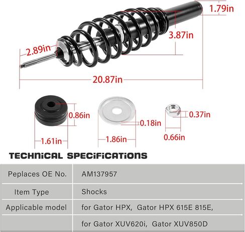 ممتص صدمات زنبركي ملفوف - أمامي يسار ويمين - مع غسالات البطانات، مناسب لجون ديري جاتور HPX 4x4، ديزل، HPX 615E HPX 815E 2004-2020، يستبدل OEM #AM137957 AM135372 (قطعتان) in Kuwait
