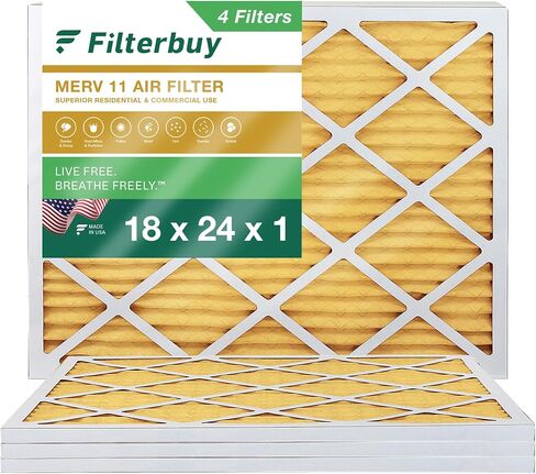 Filterbuy 18x24x1 Air Filter MERV 11 Allergen Defense (4-Pack), Pleated HVAC AC Furnace Air Filters Replacement (Actual Size: 17.38 x 23.38 x 0.75 Inches) in Saudi Arabia