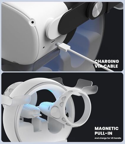 Enhanced VR Charging Station for Oculus/Meta Quest 2, Support Elite Strap with Battery, CODOGOY Charging Dock Supports LED Indicator&Charging Headset, with 2 Rechargeable Batteries&USB Charging Cable in Kuwait