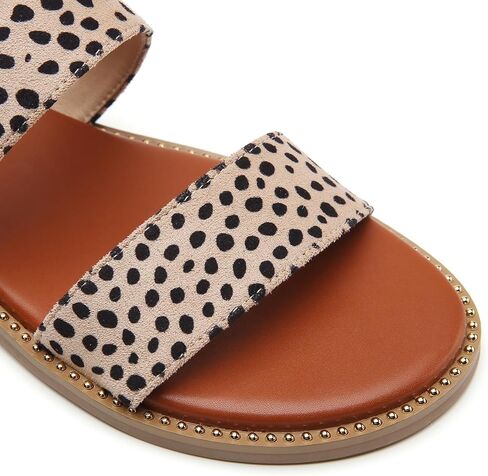 Tilocow Women's Flat Sandals with Rivets Inlaid Slip on Sandals Two Strap Casual Summer Slide Shoes in Saudi Arabia