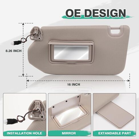 Left Driver Side Sun Visor Fit for 2013-2018 Nissan Pathfinder/ 2014-2017 Infiniti QX60/ 2013 Infiniti JX35 with Mirror Car Sun Visor Replacement Automotive Accessories in Saudi Arabia
