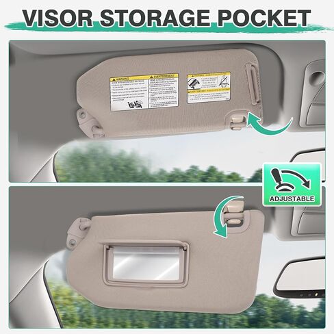 Left Driver Side Sun Visor Fit for 2013-2018 Nissan Pathfinder/ 2014-2017 Infiniti QX60/ 2013 Infiniti JX35 with Mirror Car Sun Visor Replacement Automotive Accessories in Saudi Arabia