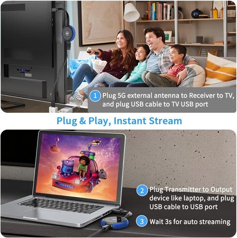 جهاز إرسال AIMIBO اللاسلكي HDMI TX Blue - جهاز استقبال واحد إلى 8 أجهزة إرسال، الأفضل لغرفة الاجتماعات in Kuwait