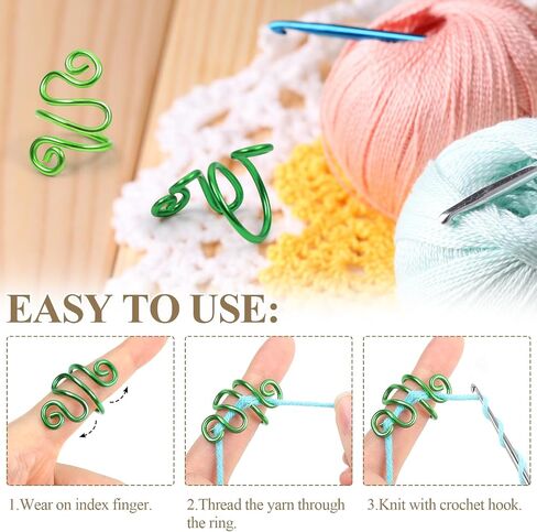 2 Pcs Crochet Ring for Finger,Handmade Crochet Tension Ring,Yarn Tension Ring for Crocheting and Knitting,Gift for Crocheters Knitters,Mom in Saudi Arabia