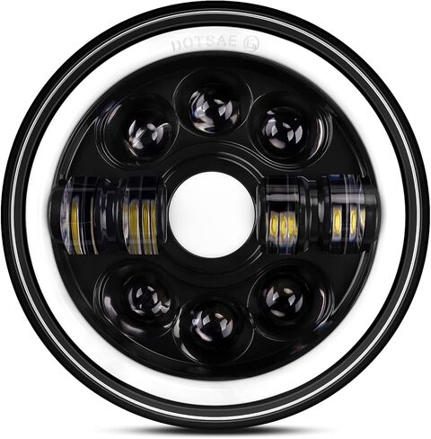 مصباح أمامي للدراجات النارية مقاس 7 بوصة من AUTOOMMO مع DRL Halo Angel Eyes وإشارة الانعطاف، متوافق مع Harley Davidson Street Glide Electra Glide Fat Boy Road King Heritage Softail Yamaha Road Star in Kuwait