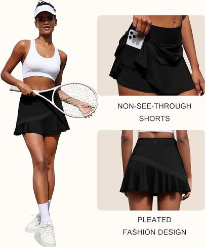 Pleated Tennis Skirts for Women with Pockets Athletic Golf Skirt with Shorts High Waisted Lightweight Workout Skirt in Saudi Arabia