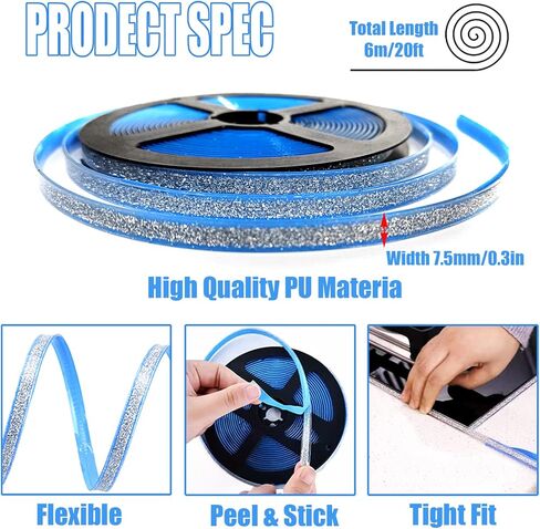 Caulk Strip Self Adhesive, PU Caulk Tape for Bathtub Bathroom Toilet Kitchen(W:7.5MM,White) in Kuwait