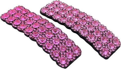2Pcs Pink Rhinestones Snap Hair Clips for Women Girls Rectangular Hairpins Korean Barrettes Hair Accessories，Clips and Barrettes in Saudi Arabia