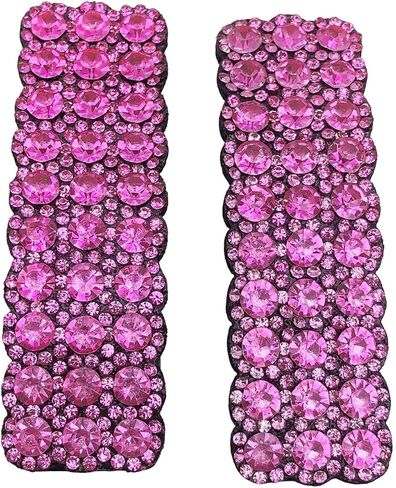 2Pcs Pink Rhinestones Snap Hair Clips for Women Girls Rectangular Hairpins Korean Barrettes Hair Accessories，Clips and Barrettes in Saudi Arabia