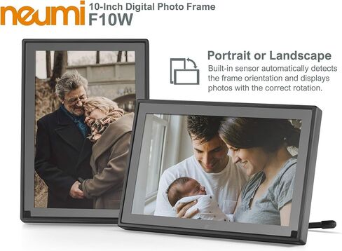 إطار صور رقمي بشاشة عريضة 10 بوصة من Neumi مع مستشعر حركة، لوحة IPS LCD، 16:9 (أسود) (متجدد) in Saudi Arabia