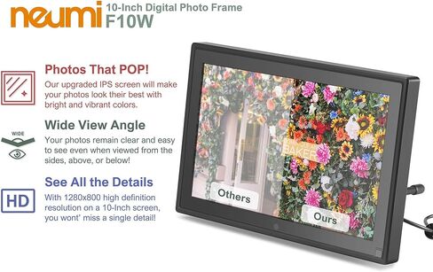 إطار صور رقمي بشاشة عريضة 10 بوصة من Neumi مع مستشعر حركة، لوحة IPS LCD، 16:9 (أسود) (متجدد) in Saudi Arabia