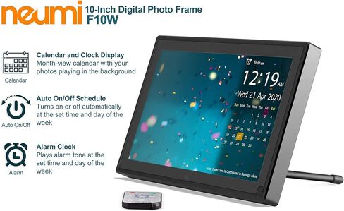 إطار صور رقمي بشاشة عريضة 10 بوصة من Neumi مع مستشعر حركة، لوحة IPS LCD، 16:9 (أسود) (متجدد) in Saudi Arabia
