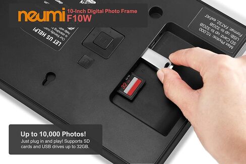 إطار صور رقمي بشاشة عريضة 10 بوصة من Neumi مع مستشعر حركة، لوحة IPS LCD، 16:9 (أسود) (متجدد) in Saudi Arabia