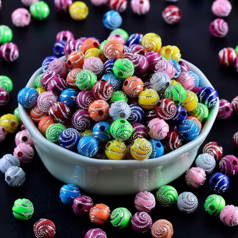 300pcs 8mm Gypsophila Acrylic Beads for Bracelet Jewelry Making, Rhinestone Inlaid Beads for DIY Craft and Beading in Saudi Arabia