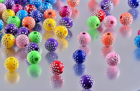 300pcs 8mm Gypsophila Acrylic Beads for Bracelet Jewelry Making, Rhinestone Inlaid Beads for DIY Craft and Beading in Saudi Arabia