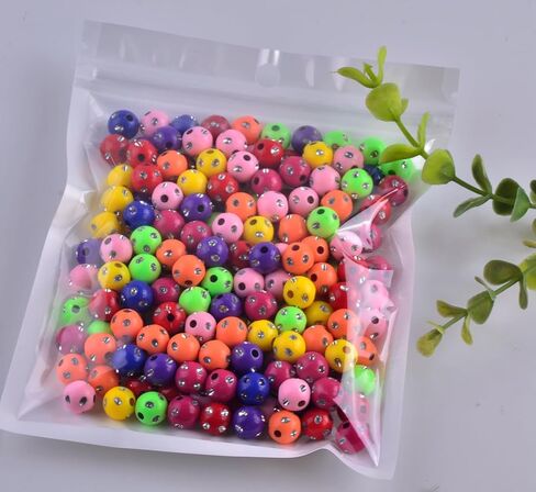 300 قطعة 8 مللي متر خرز أكريليك جيبسوفيلا لصنع المجوهرات والسوار ، خرز مرصع بحجر الراين للحرف اليدوية والديكور in Kuwait