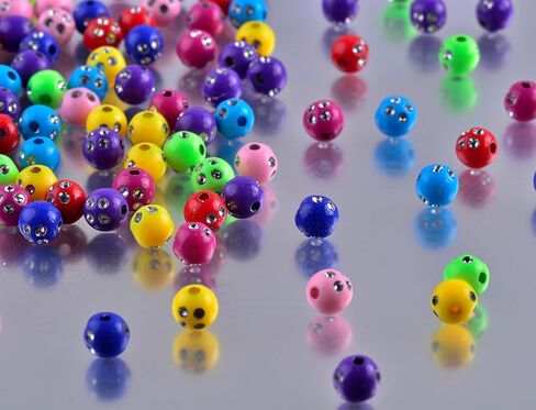 300 قطعة 8 مللي متر خرز أكريليك جيبسوفيلا لصنع المجوهرات والسوار ، خرز مرصع بحجر الراين للحرف اليدوية والديكور in Kuwait